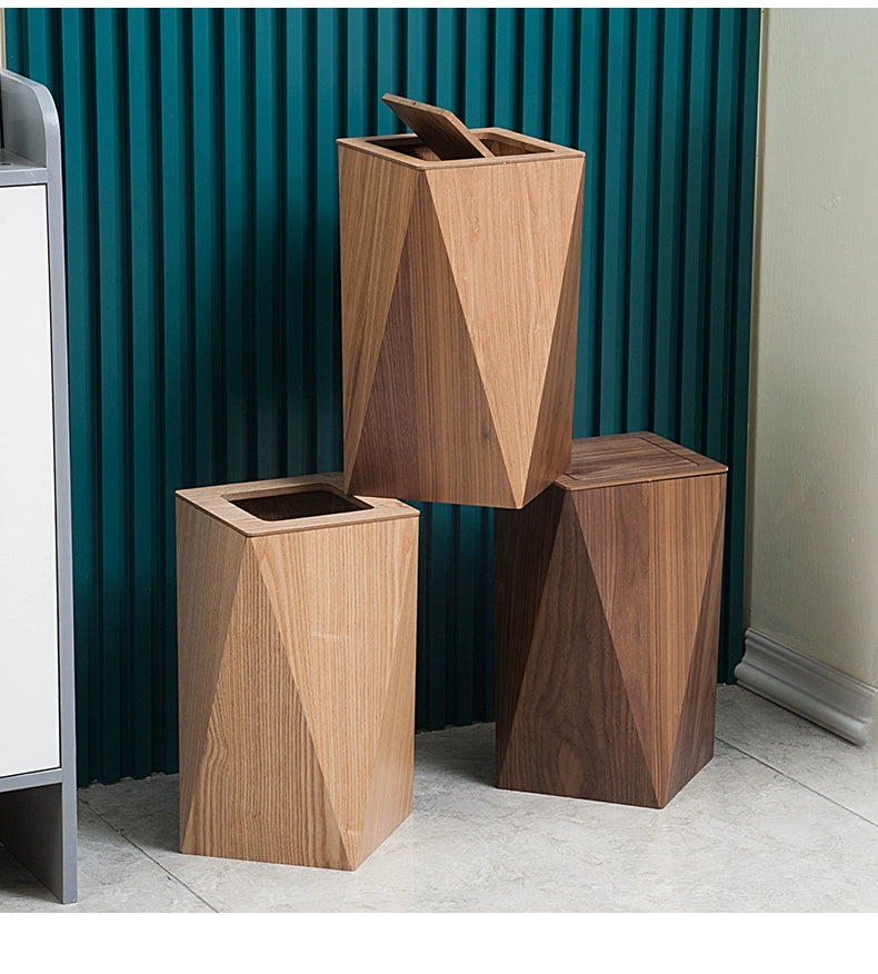 Poubelle en Bois Moderne – Design Nordique avec Couvercle