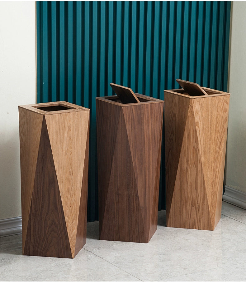 Poubelle en Bois Moderne – Design Nordique avec Couvercle
