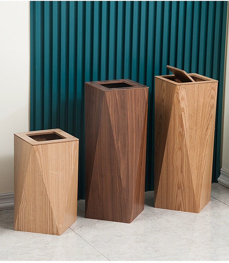 Poubelle en Bois Moderne – Design Nordique avec Couvercle