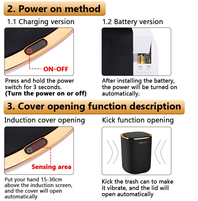 Poubelle automatique 12L étanche – Capteur infrarouge intelligent