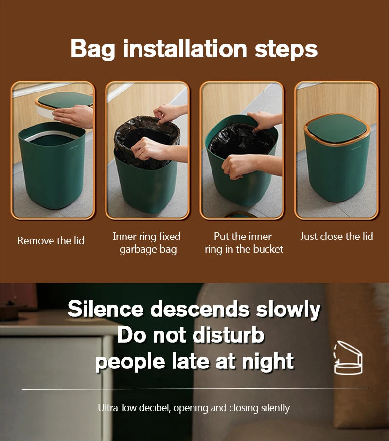 Poubelle automatique 12L étanche – Capteur infrarouge intelligent