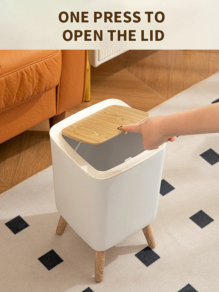 Poubelle Nordique sur Pieds Bois – Design Moderne et Anti-Odeur