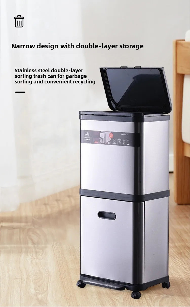 Poubelle en acier inoxydable à pression – Design moderne 30L