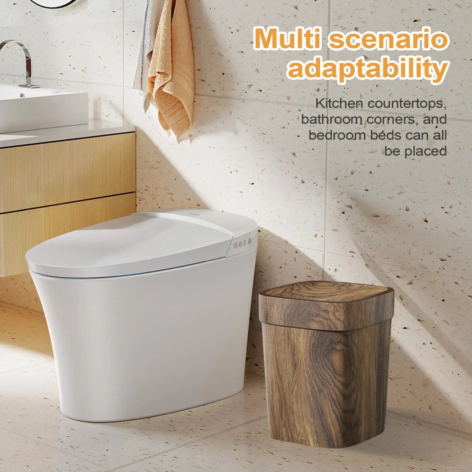 Poubelle salle de bain 12L à couvercle rétro – Compacte, design et sans odeur