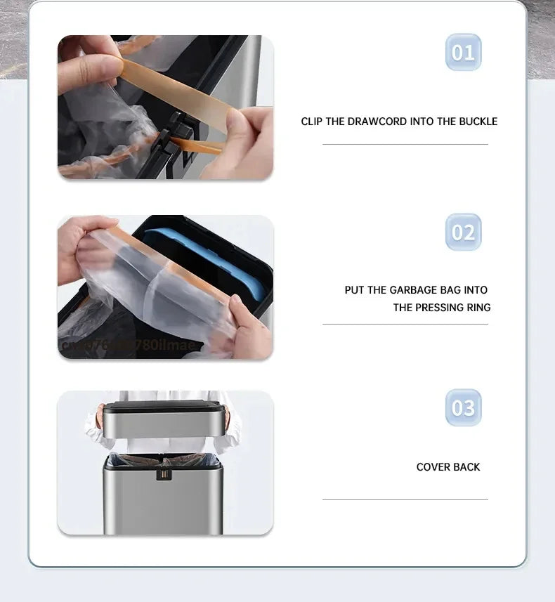 Poubelle automatique inox – capteur sans contact IPX4 (15 à 60 L)