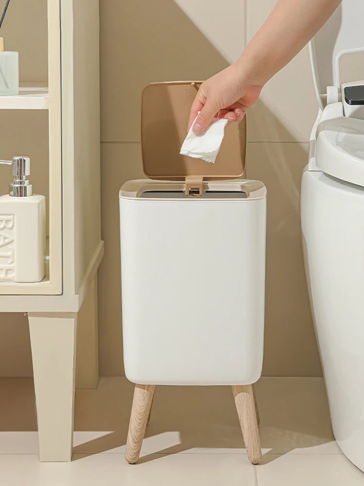 Poubelle Nordique sur Pieds Bois – Design Moderne et Anti-Odeur