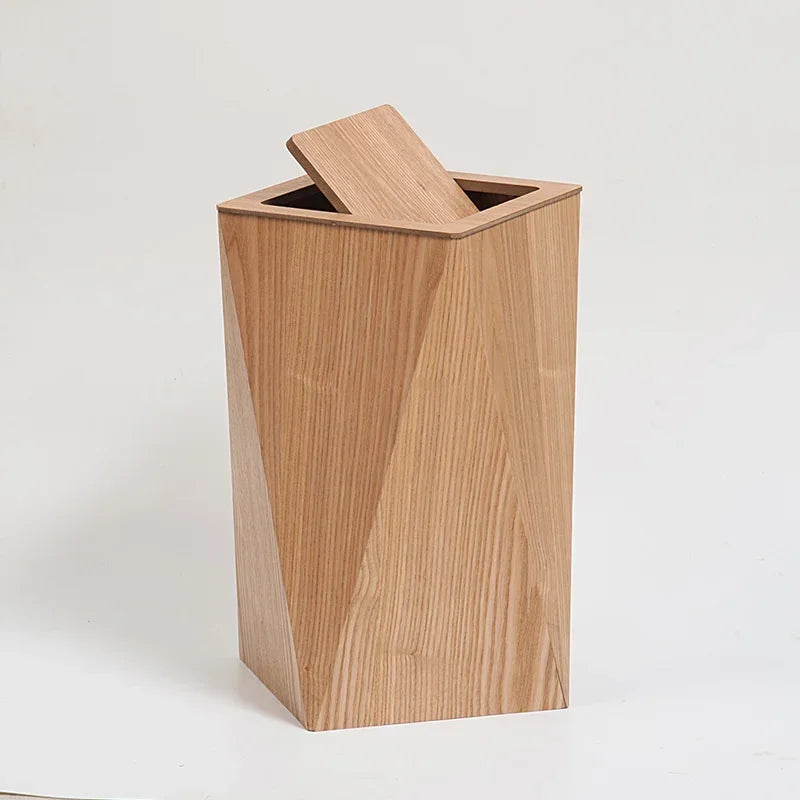 Poubelle en Bois Moderne – Design Nordique avec Couvercle
