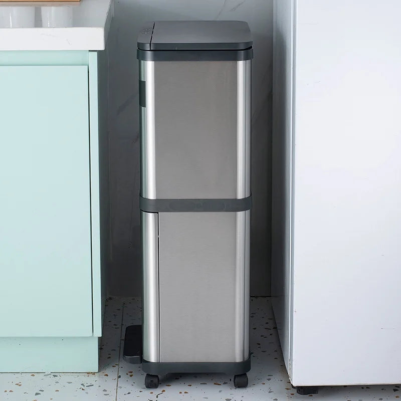 Poubelle en acier inoxydable à pression – Design moderne 30L