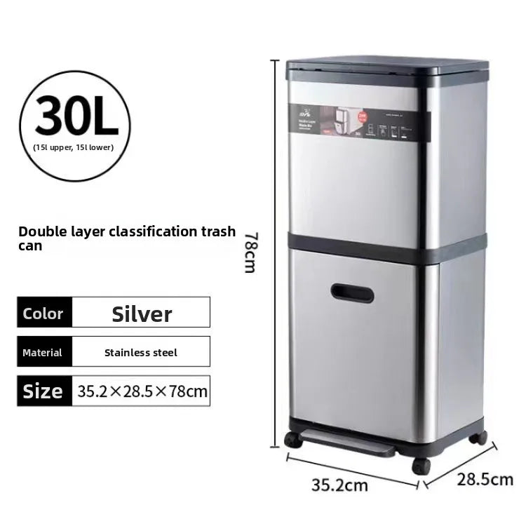 Poubelle en acier inoxydable à pression – Design moderne 30L