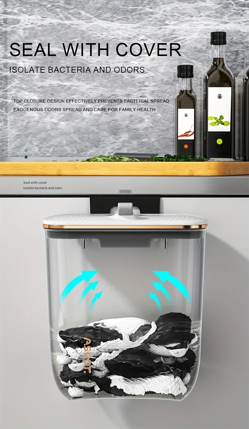 Poubelle murale avec couvercle – Compacte et sans odeur