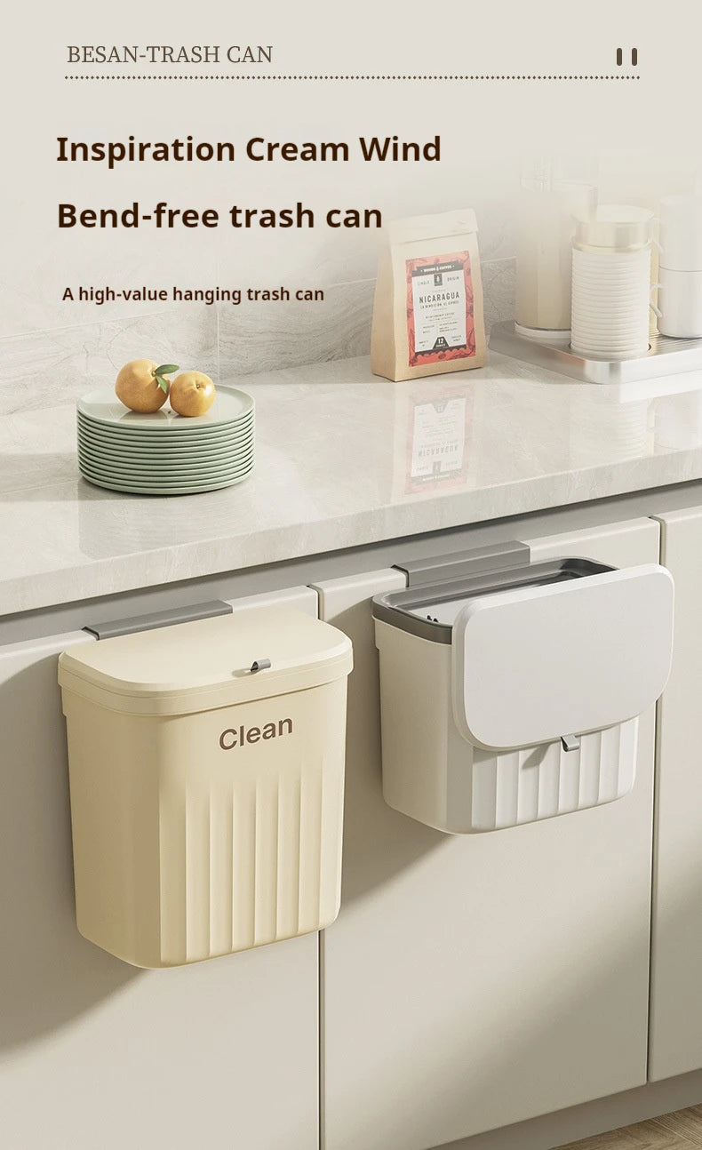 Poubelle murale cuisine avec couvercle – Suspendue, étanche et gain de place