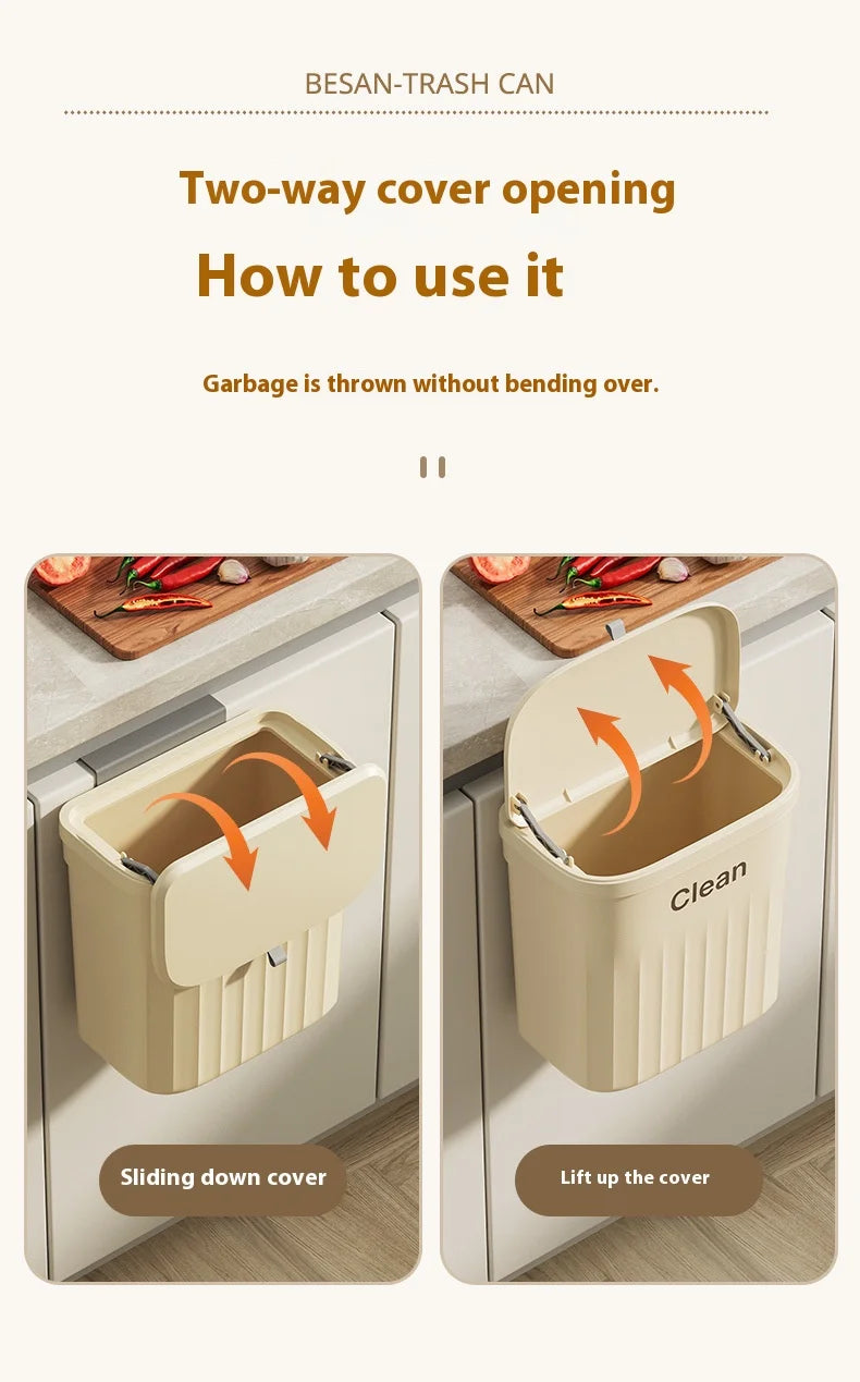 Poubelle murale cuisine avec couvercle – Suspendue, étanche et gain de place