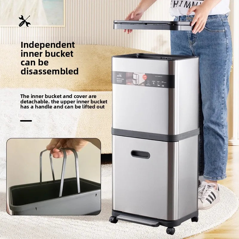 Poubelle en acier inoxydable à pression – Design moderne 30L