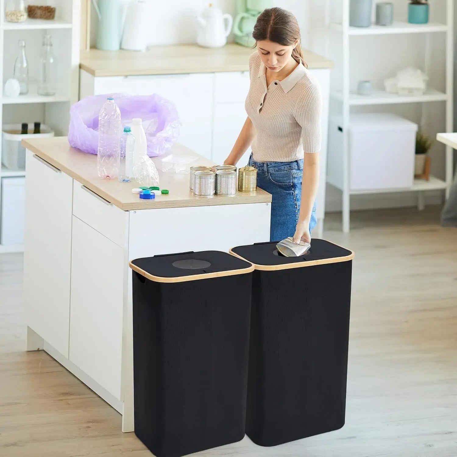 Poubelle rectangulaire – Design compact et durable