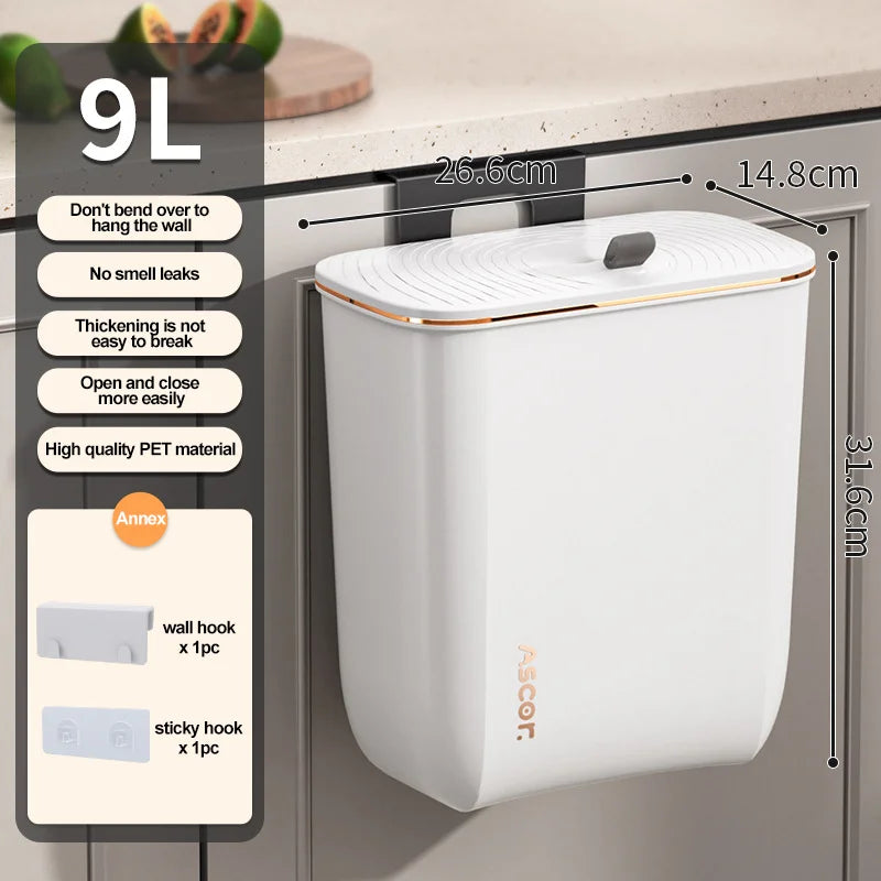 Poubelle murale avec couvercle – Compacte et sans odeur