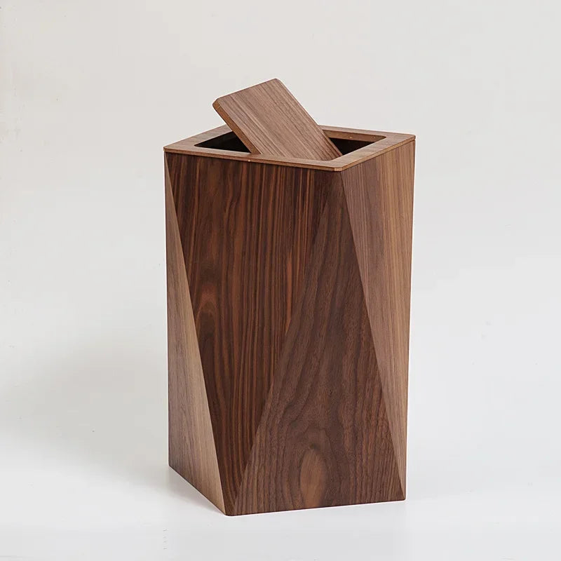 Poubelle en Bois Moderne – Design Nordique avec Couvercle
