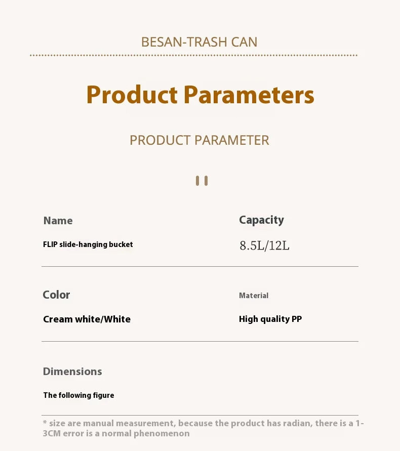 Poubelle murale cuisine avec couvercle – Suspendue, étanche et gain de place