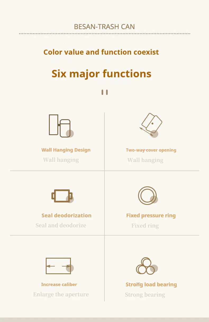 Poubelle murale cuisine avec couvercle – Suspendue, étanche et gain de place