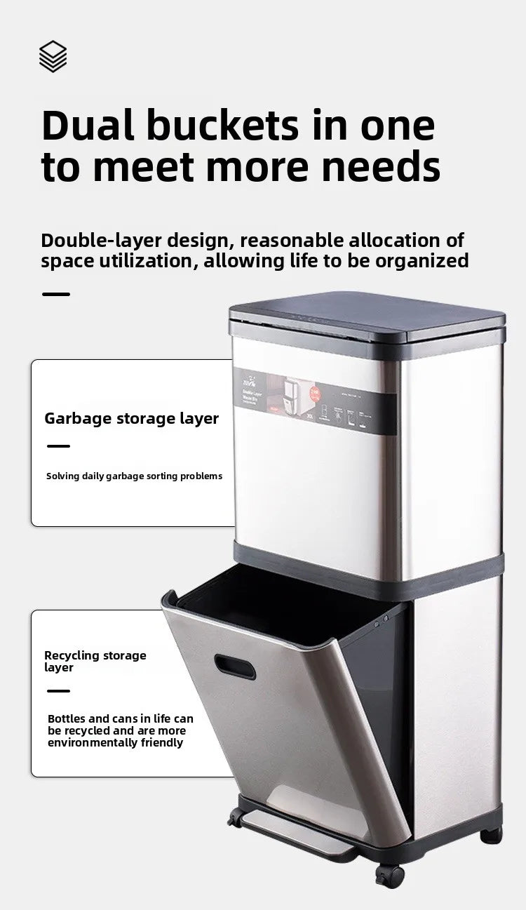 Poubelle en acier inoxydable à pression – Design moderne 30L