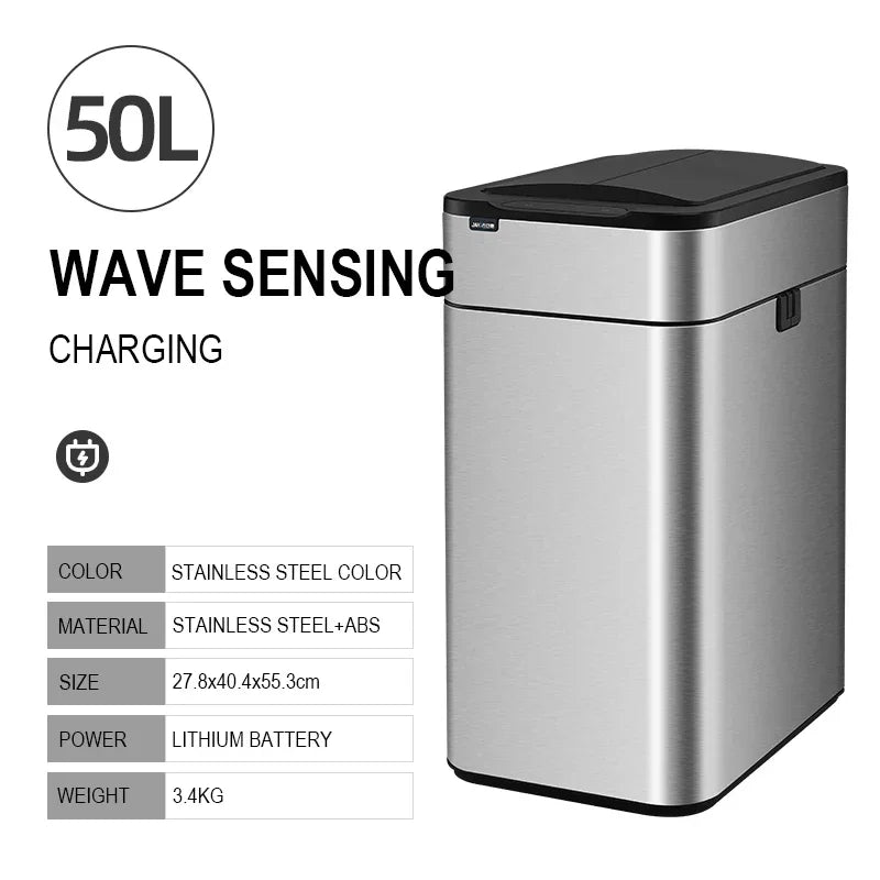 Poubelle automatique inox – capteur sans contact IPX4 (15 à 60 L)