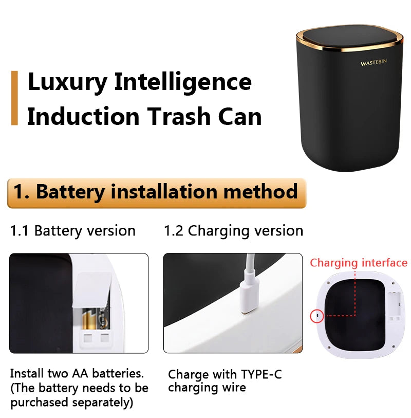 Poubelle automatique 12L étanche – Capteur infrarouge intelligent