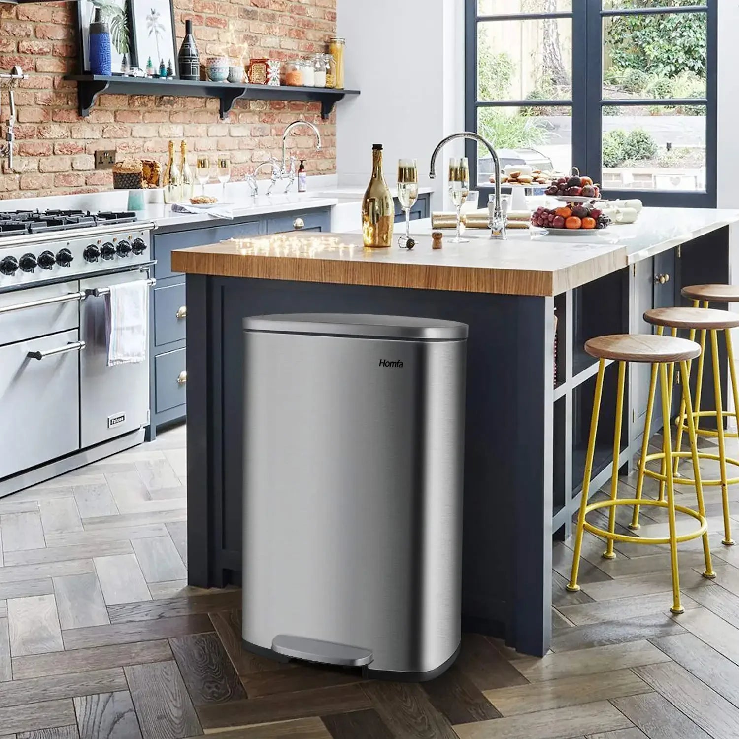 Poubelle à pédale inox 50L – Couvercle silencieux et anti-empreintes