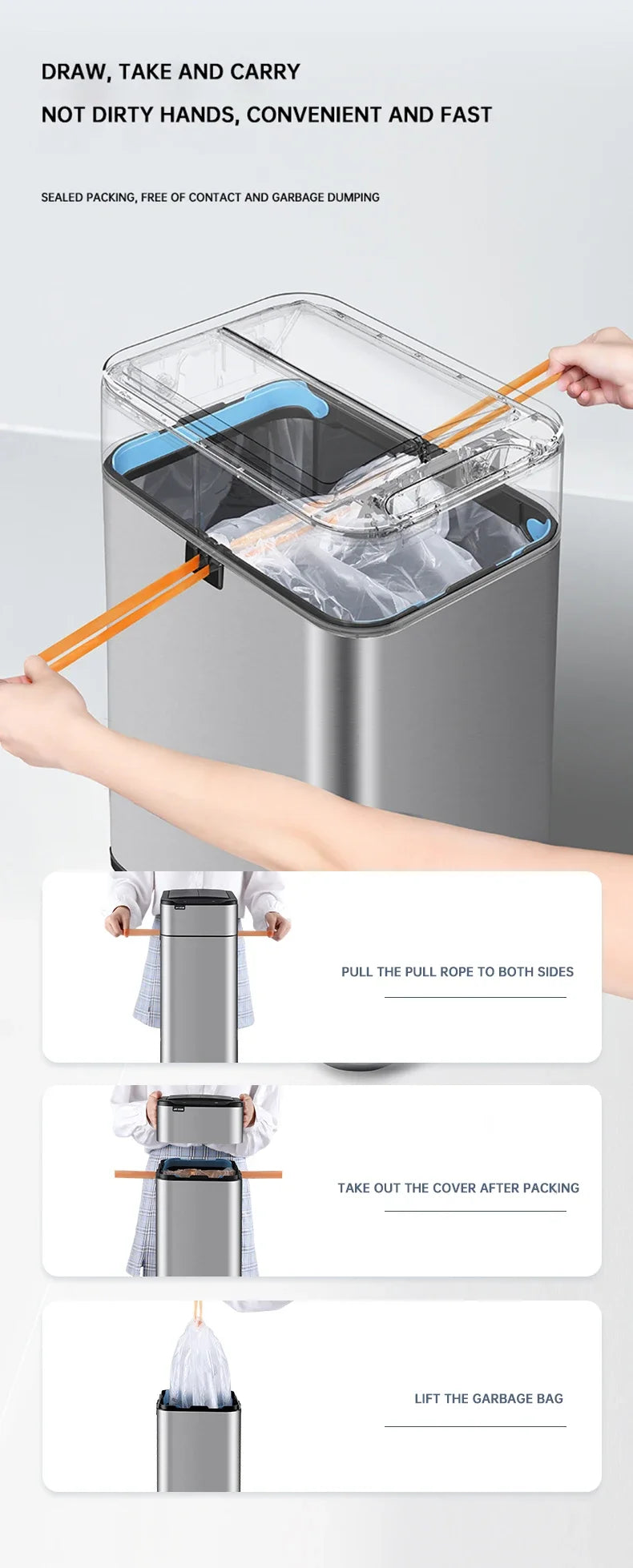 Poubelle inox à capteur automatique – Ouverture sans contact et design moderne