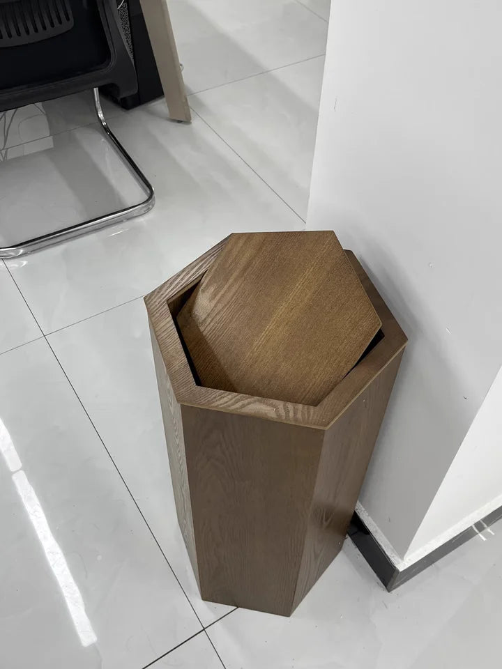Poubelle en Bois Moderne – Design Nordique avec Couvercle
