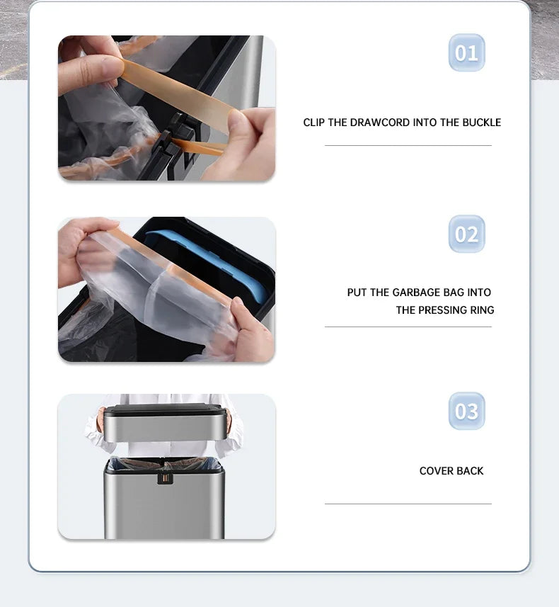 Poubelle inox à capteur automatique – Ouverture sans contact et design moderne