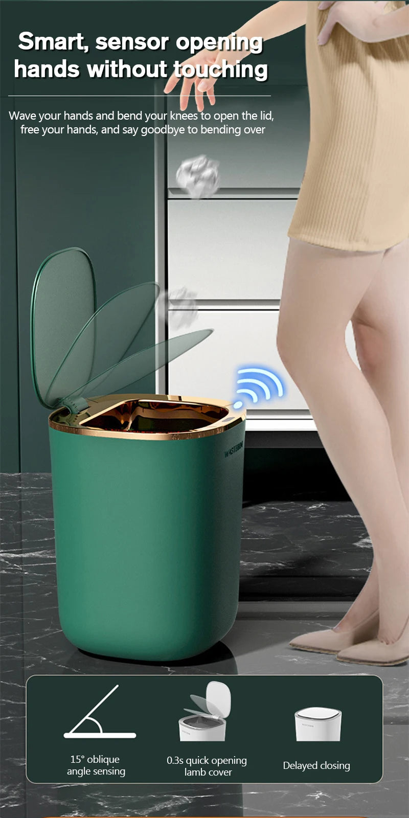 Poubelle automatique 12L étanche – Capteur infrarouge intelligent