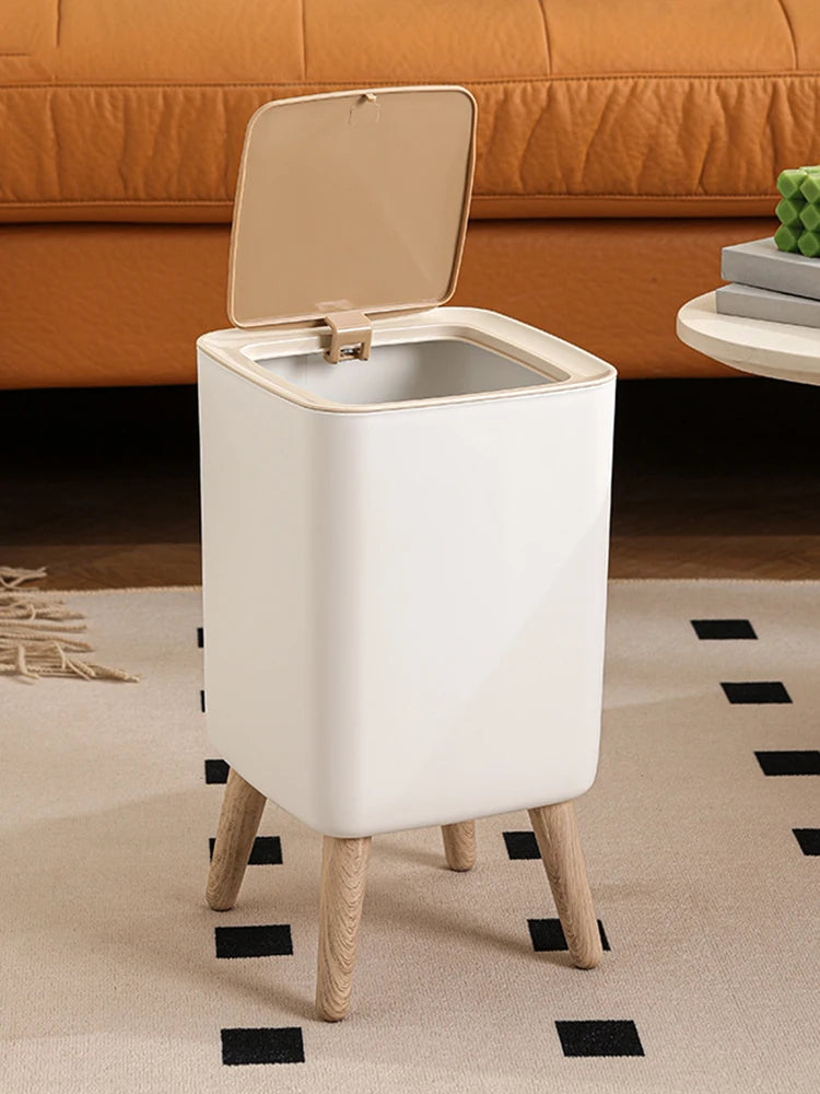 Poubelle Nordique sur Pieds Bois – Design Moderne et Anti-Odeur