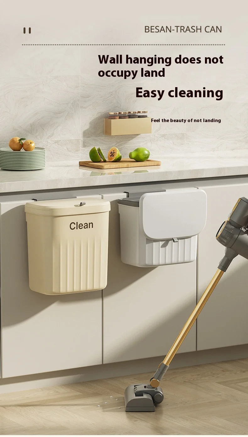 Poubelle murale cuisine avec couvercle – Suspendue, étanche et gain de place