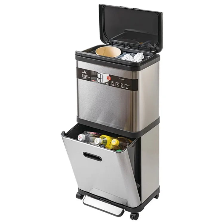 Poubelle en acier inoxydable à pression – Design moderne 30L