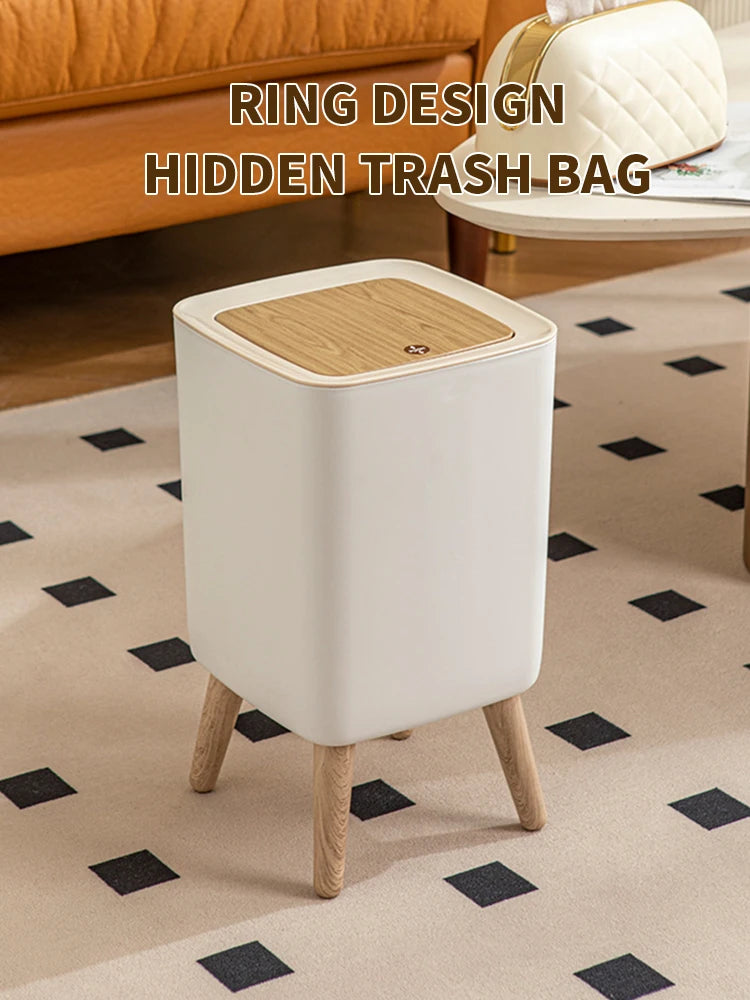 Poubelle Nordique sur Pieds Bois – Design Moderne et Anti-Odeur