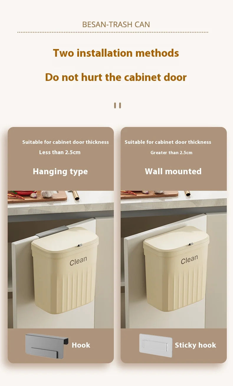 Poubelle murale cuisine avec couvercle – Suspendue, étanche et gain de place