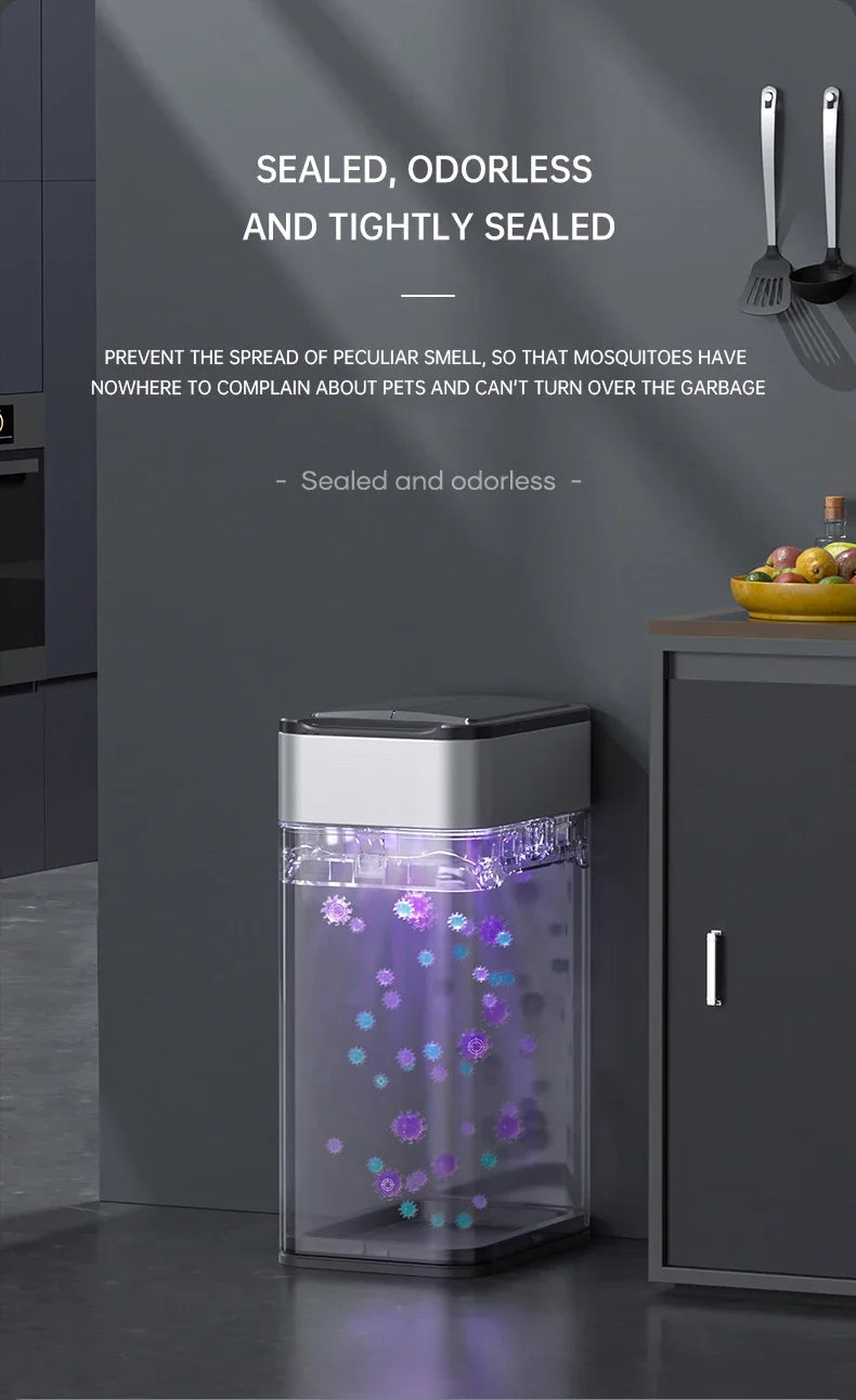 Poubelle automatique inox – capteur sans contact IPX4 (15 à 60 L)