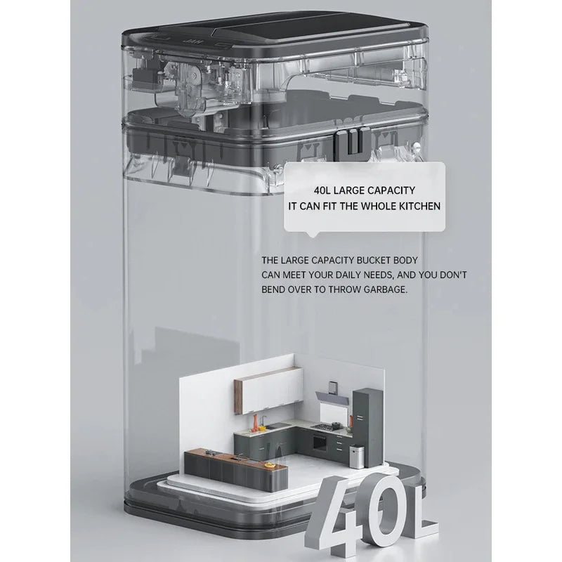 Poubelle automatique inox – capteur sans contact IPX4 (15 à 60 L)