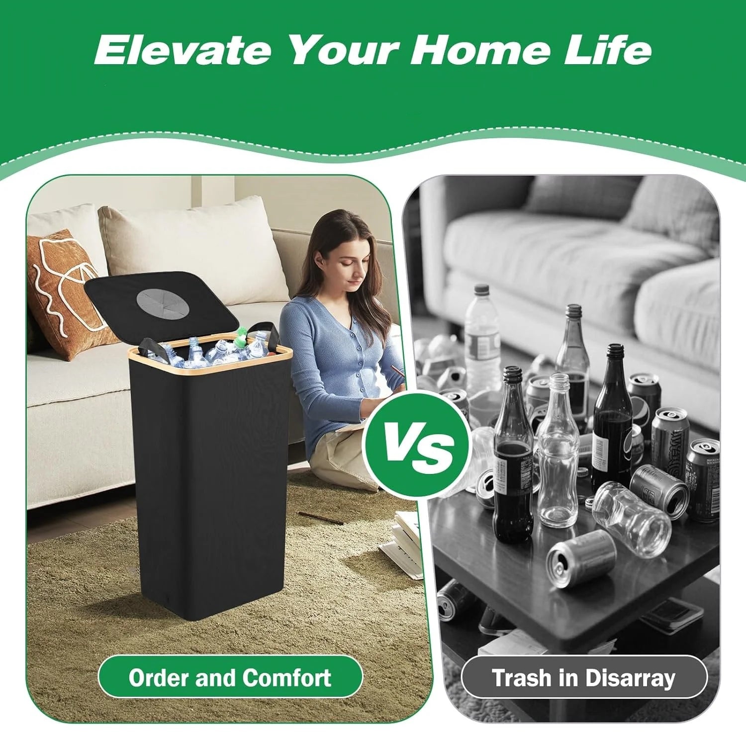 Poubelle rectangulaire – Design compact et durable