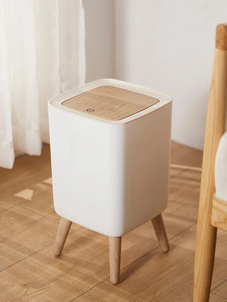 Poubelle Nordique sur Pieds Bois – Design Moderne et Anti-Odeur