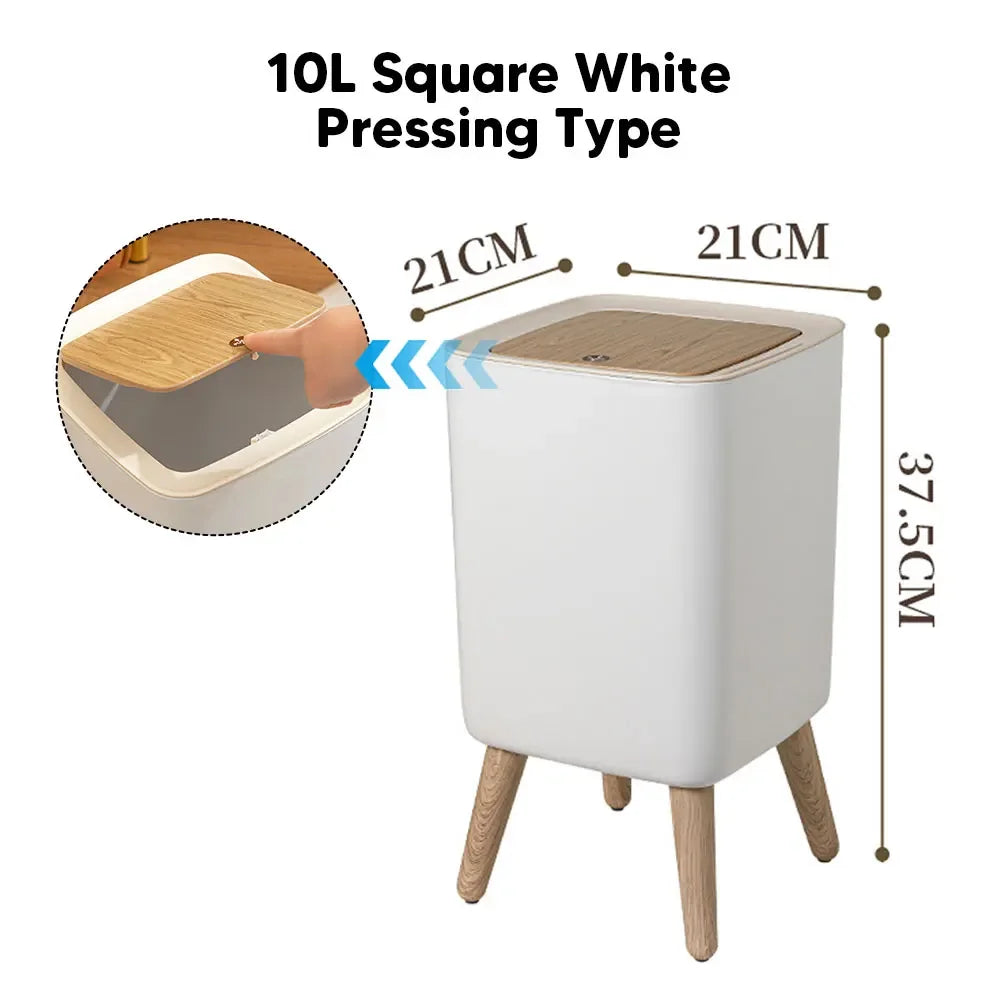 Poubelle ronde à couvercle pressable – Design moderne et pratique