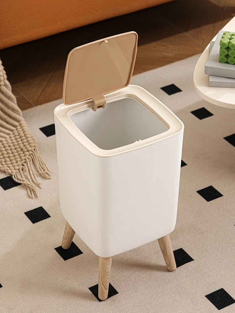Poubelle Nordique sur Pieds Bois – Design Moderne et Anti-Odeur
