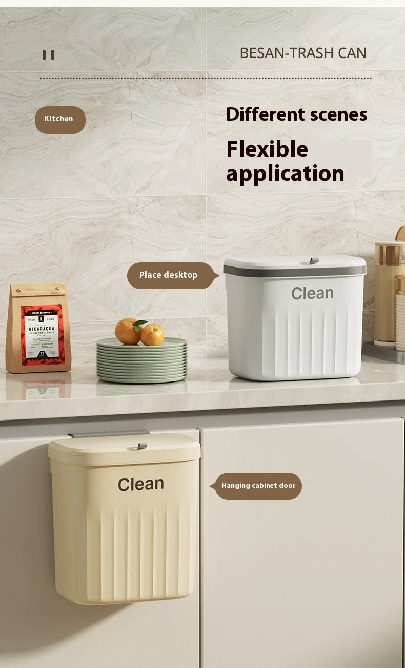 Poubelle murale cuisine avec couvercle – Suspendue, étanche et gain de place