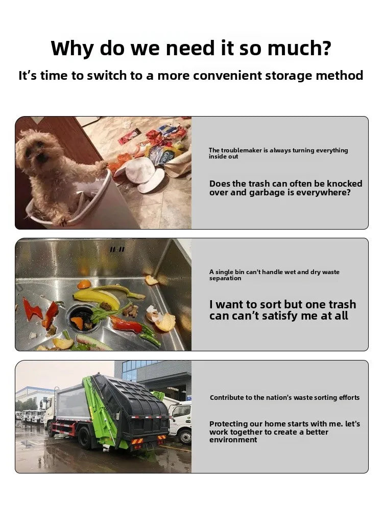 Poubelle en acier inoxydable à pression – Design moderne 30L