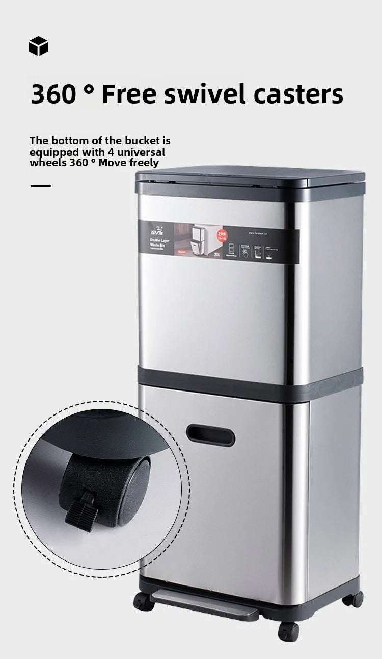 Poubelle en acier inoxydable à pression – Design moderne 30L