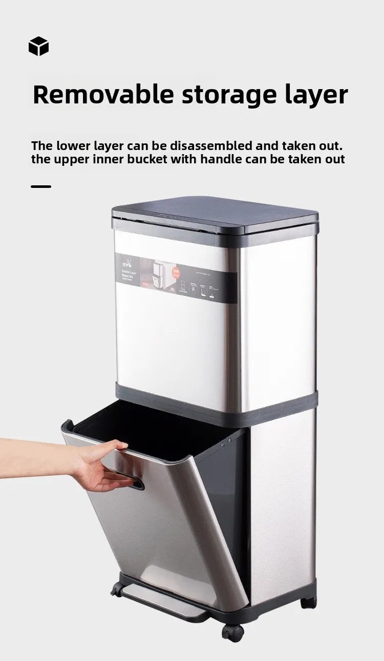 Poubelle en acier inoxydable à pression – Design moderne 30L