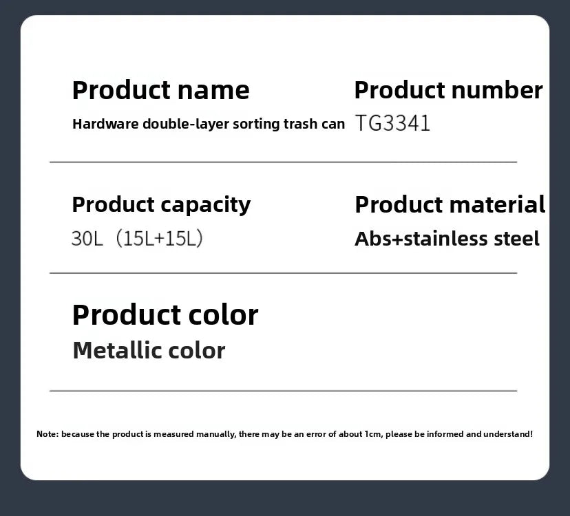 Poubelle en acier inoxydable à pression – Design moderne 30L