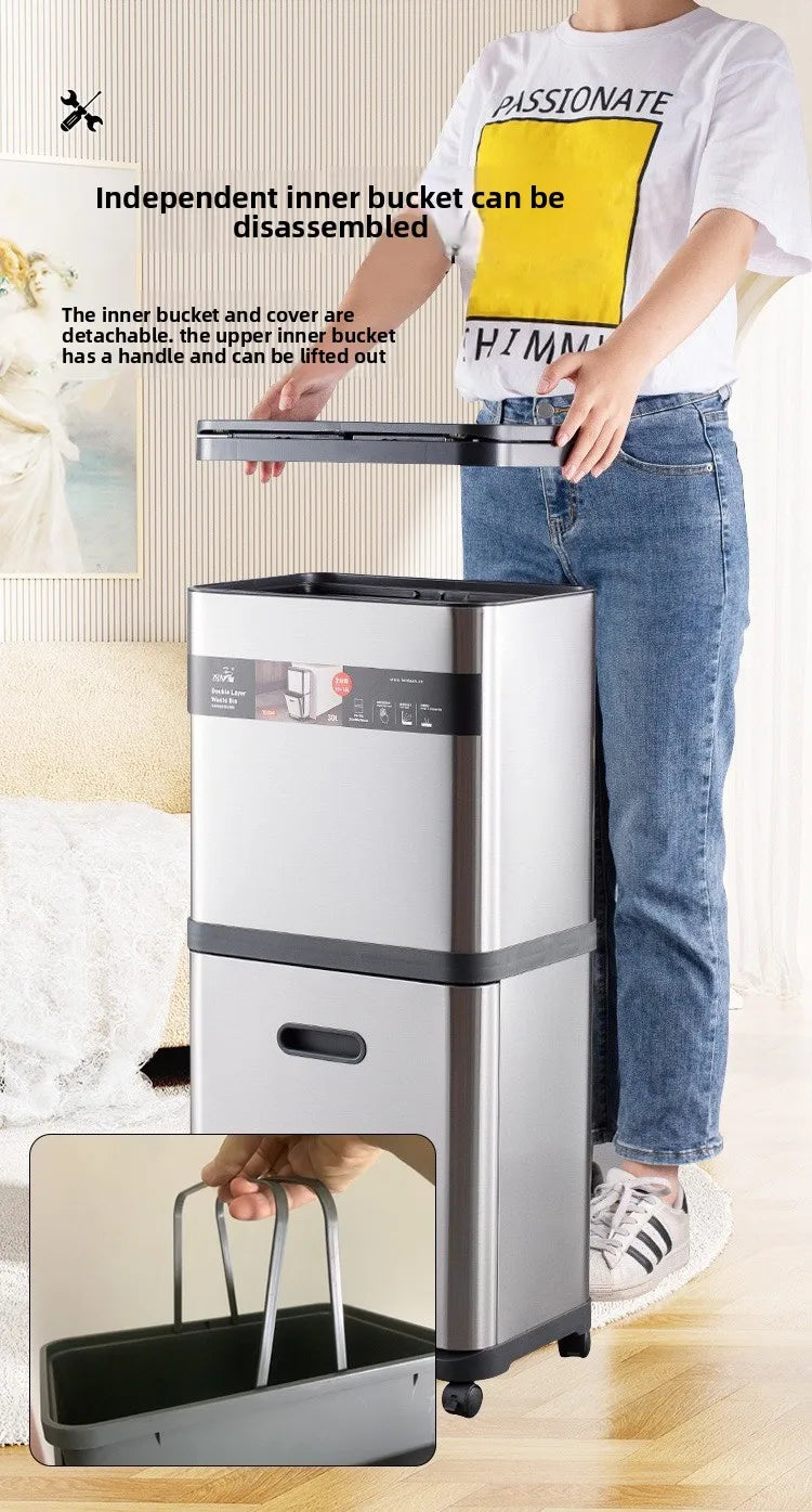 Poubelle en acier inoxydable à pression – Design moderne 30L