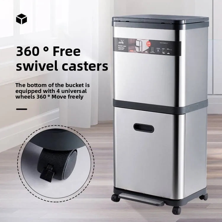 Poubelle en acier inoxydable à pression – Design moderne 30L