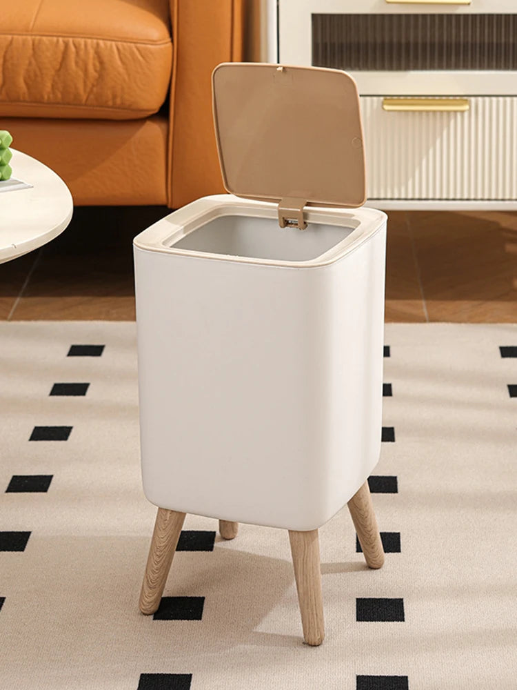 Poubelle Nordique sur Pieds Bois – Design Moderne et Anti-Odeur