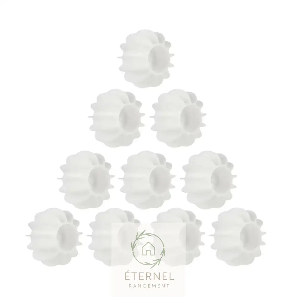 Balle de lavage en silicone – anti-enchevêtrement et attrape-poils pour machine à laver JIT-003-10PCS-White